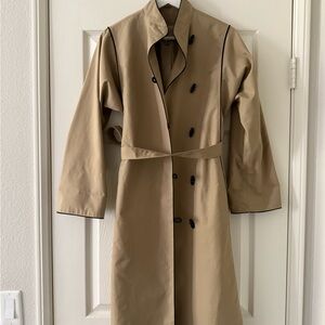 Classic Tan Double-Breasted Women's Coat